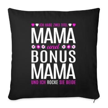 Maman Bonus Maman Belle-mère Cadeau de fête des mères - Housse de coussin décorative 45 x 45 cm - noir - Devant