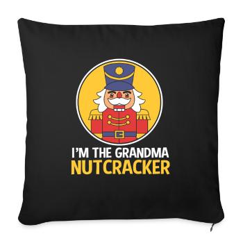Weihnachten Nussknacker Oma Großmutter Omi - Sofakissenbezug 45 x 45 cm - Schwarz - Vorne