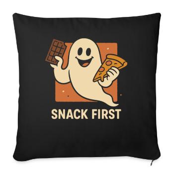 Snack First Halloween Costume Funny Saying - Sofa pillowcase 17,3'' x 17,3'' (45 x 45 cm) - black - Front