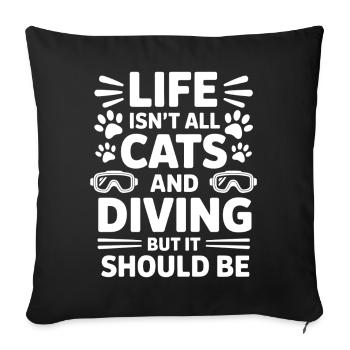 Diving Saying Cats Funny Diving Gift - Sofa pillowcase 17,3'' x 17,3'' (45 x 45 cm) - black - Front