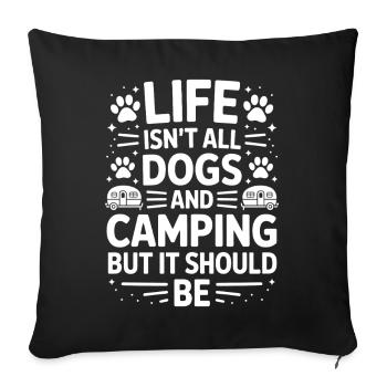 Camping Dire Chiens Drôle Camping Cadeau - Housse de coussin décorative 45 x 45 cm - noir - Devant