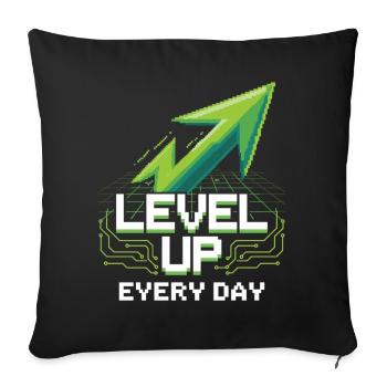 Chemise de jeu avec flèche pixel – Motivation quotidienne - Housse de coussin décorative 45 x 45 cm - noir - Devant
