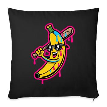Banana Cartoon Baseball Humor - Sofa pillowcase 17,3'' x 17,3'' (45 x 45 cm) - black - Front