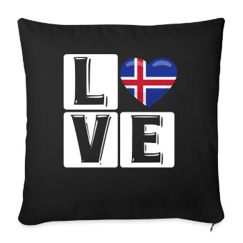 L Love Iceland Heart - Sofa pillowcase 17,3'' x 17,3'' (45 x 45 cm) - black - Front