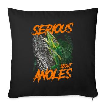 Ernsthaft über den kubanischen Ritter Anolis Reptilienhalter - Sofakissenbezug 45 x 45 cm - Schwarz - Vorne