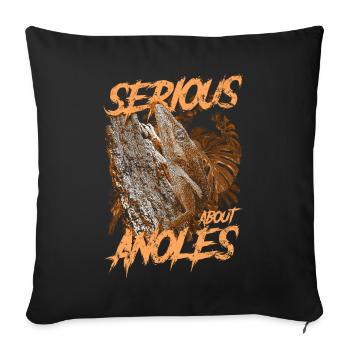 Ernsthaft über den kubanischen Ritter Anolis Reptilienhalter - Sofakissenbezug 45 x 45 cm - Schwarz - Vorne