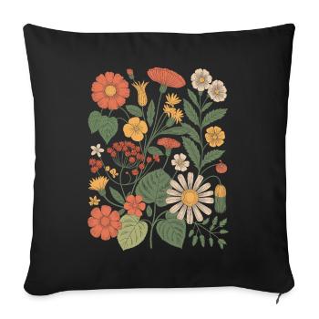 Blumen Vintage Wildblumen Nature - Sofakissenbezug 45 x 45 cm - Schwarz - Vorne