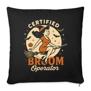 Costume d’Halloween de sorcière opérateur de balai certifié - Housse de coussin décorative 45 x 45 cm - noir - Devant