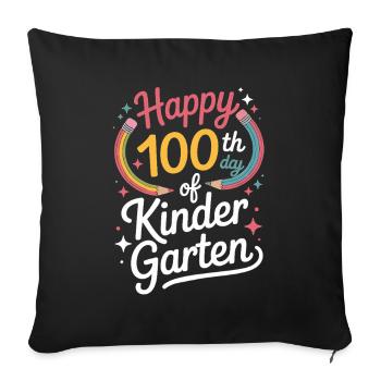 100th Day Kindergarten 100th day - Sofa pillowcase 17,3'' x 17,3'' (45 x 45 cm) - black - Front
