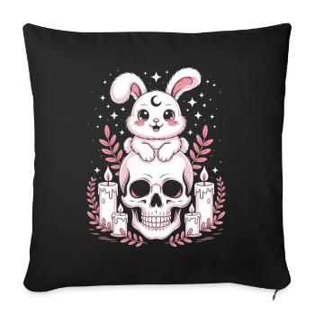 Kawaii Pastel Goth Bunny - Sofa pillowcase 17,3'' x 17,3'' (45 x 45 cm) - black - Front