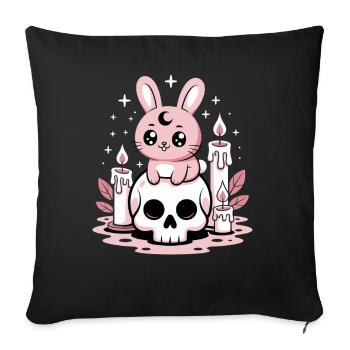 Kawaii Pastel Goth Bunny - Sofa pillowcase 17,3'' x 17,3'' (45 x 45 cm) - black - Front
