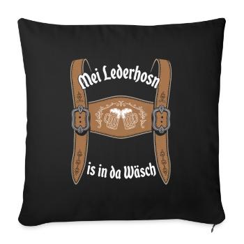 Mei Lederhosn Is In Da Wäsch Bier - Housse de coussin décorative 45 x 45 cm - noir - Devant