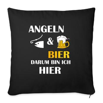 PÊCHE ET BIÈRE C’EST POURQUOI JE SUIS ICI Angler Spruch - Housse de coussin décorative 45 x 45 cm - noir - Devant