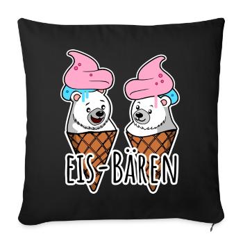 Zwei leckere Eis Bären an der Eisdiele - Sofa pillowcase 17,3'' x 17,3'' (45 x 45 cm) - black - Front