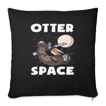 Loutre de mer dessin animé jeu de mots sur l’espace - Housse de coussin décorative 45 x 45 cm - noir - Devant