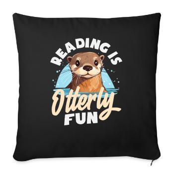 Sea Otter Cartoon Reading - Sofa pillowcase 17,3'' x 17,3'' (45 x 45 cm) - black - Front
