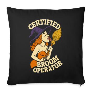 Certified Broom Operator Funny witch Halloween - Sofa pillowcase 17,3'' x 17,3'' (45 x 45 cm) - black - Front