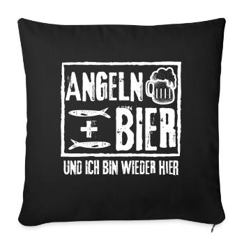 PÊCHE ET BIÈRE ET JE SUIS DE RETOUR ICI - Housse de coussin décorative 45 x 45 cm - noir - Devant