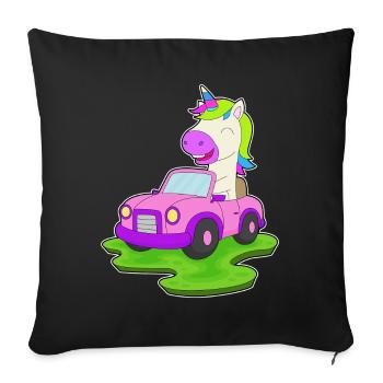 Unicorn Car - Sofa pillowcase 17,3'' x 17,3'' (45 x 45 cm) - black - Front
