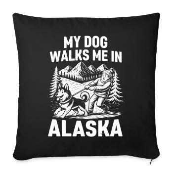 Mon chien me mène en Alaska - Housse de coussin décorative 45 x 45 cm - noir - Devant