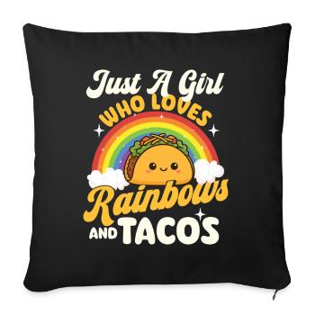 Juste une fille qui aime les arcs-en-ciel et les tacos - Housse de coussin décorative 45 x 45 cm - noir - Devant