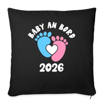 Future maman BÉBÉ À BORD 2026 Drôle - Housse de coussin décorative 45 x 45 cm - noir - Devant