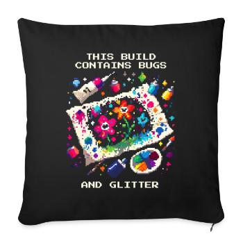 Contains Bugs & Glitter | Homeschool Crafts - Sofa pillowcase 17,3'' x 17,3'' (45 x 45 cm) - black - Front