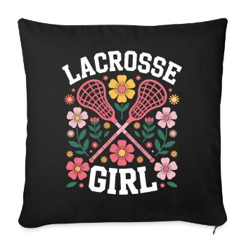 Lacrosse Disant Fille Drôle Lacrosse Cadeau - Housse de coussin décorative 45 x 45 cm - noir - Devant