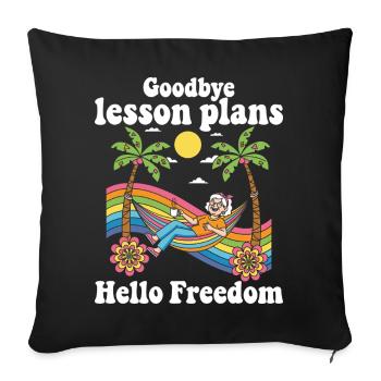 Au revoir, enseignante, retraitée, femmes - Housse de coussin décorative 45 x 45 cm - noir - Devant