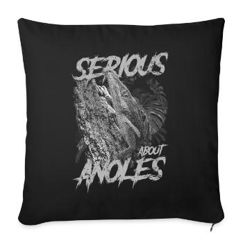 Ernsthaft über den kubanischen Ritter Anolis Reptilienhalter - Sofakissenbezug 45 x 45 cm - Schwarz - Vorne