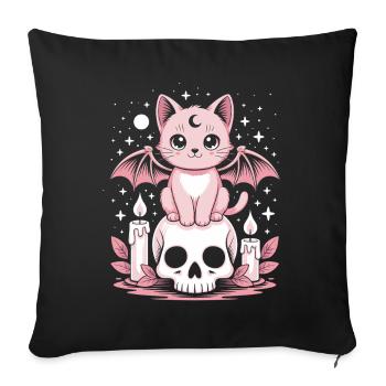 Kawaii Pastel Goth Cat - Sofa pillowcase 17,3'' x 17,3'' (45 x 45 cm) - black - Front