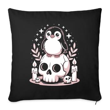 Kawaii Pastel Goth Penguin - Sofa pillowcase 17,3'' x 17,3'' (45 x 45 cm) - black - Front