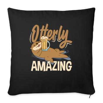 Seeotter Cartoon Otterly Amazing - Sofakissenbezug 45 x 45 cm - Schwarz - Vorne