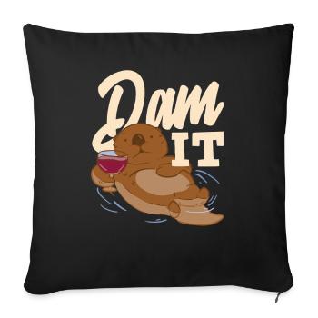 Loutre de mer dessin animé barrage il - Housse de coussin décorative 45 x 45 cm - noir - Devant