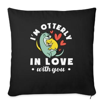 Seeotter Cartoon Verliebt - Sofakissenbezug 45 x 45 cm - Schwarz - Vorne