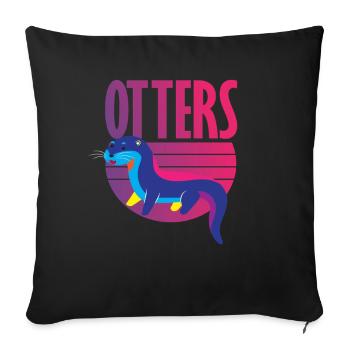 Sea Otter Retro - Sofa pillowcase 17,3'' x 17,3'' (45 x 45 cm) - black - Front