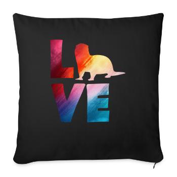 Sea Otter Cartoon Colorful Love - Sofa pillowcase 17,3'' x 17,3'' (45 x 45 cm) - black - Front