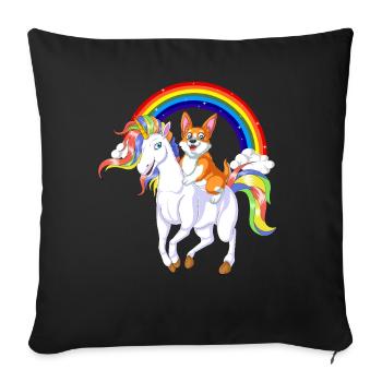 Chemise pour enfants Riche Licorne Arc-en-ciel - Housse de coussin décorative 45 x 45 cm - noir - Devant