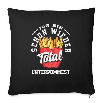Totally underpommest encore une fois – blague sur les frites - Housse de coussin décorative 45 x 45 cm - noir - Devant