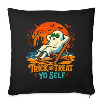 Trick Or Treat Yo Self Funny Halloween Saying - Housse de coussin décorative 45 x 45 cm - noir - Devant