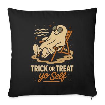 Trick Or Treat Yo Self Lazy Costume Drôle Dicton - Housse de coussin décorative 45 x 45 cm - noir - Devant