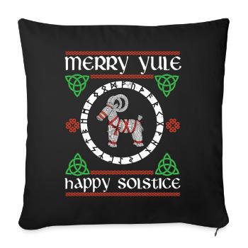 Yuletide Season Merry Yule Happy Solstice - Sofa pillowcase 17,3'' x 17,3'' (45 x 45 cm) - black - Front