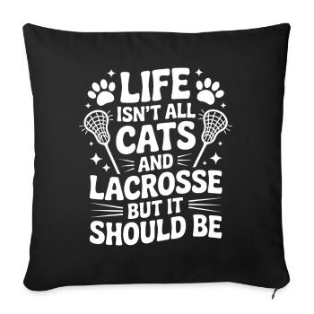 Lacrosse Saying Cats Funny Lacrosse Gift - Sofa pillowcase 17,3'' x 17,3'' (45 x 45 cm) - black - Front