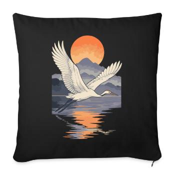 Crane Flying at Sunset Reflection - Sofa pillowcase 17,3'' x 17,3'' (45 x 45 cm) - black - Front