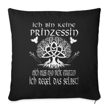 Wikiking Shield Maiden I'm Not a Princess - Sofa pillowcase 17,3'' x 17,3'' (45 x 45 cm) - black - Front