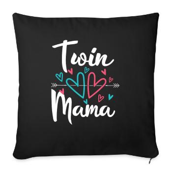 Twin Mom Pregnancy Mom of Twins - Sofa pillowcase 17,3'' x 17,3'' (45 x 45 cm) - black - Front