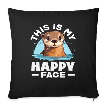 Seeotter Cartoon Glückes Gesicht - Sofakissenbezug 45 x 45 cm - Schwarz - Vorne