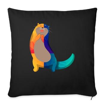 Dessin animé de loutre de mer - Housse de coussin décorative 45 x 45 cm - noir - Devant