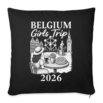 Belgien Mädelsreise 2026 - Sofakissenbezug 45 x 45 cm - Schwarz - Vorne