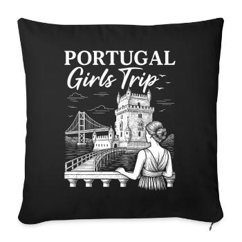 Portugal Mädelsreise Motiv - Sofakissenbezug 45 x 45 cm - Schwarz - Vorne